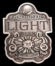 IF12110 AMAZING 1976 VINTAGE  SCHLITZ LIGHT BEER  BEER BUCKLE