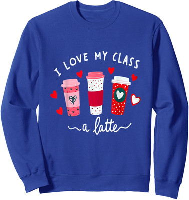 Teachers Valentine Day I Love My Class Latte Coffee Unisex Crewneck Sweatshirt