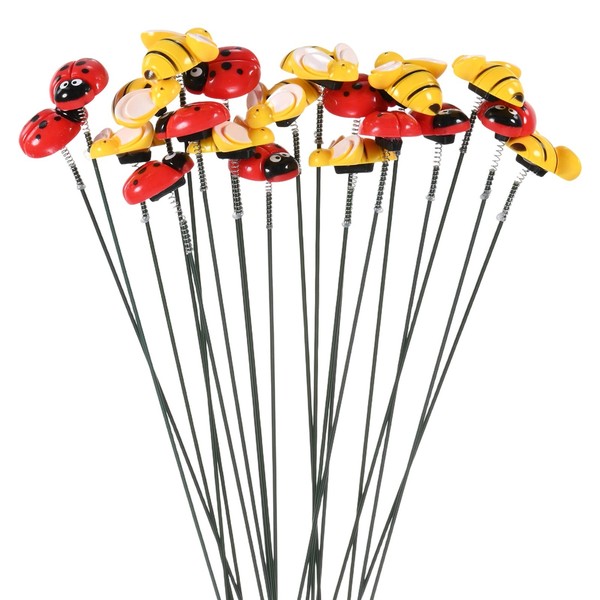 Paquete de 20 estacas para decoración de jardín Ladybug & Bee, 11,8"" para exteriores [ladybug Bee]
