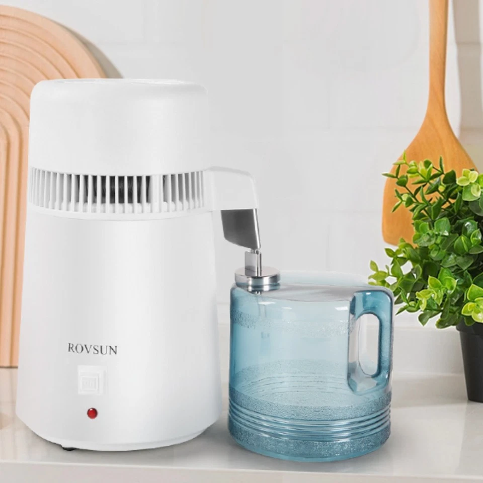 750W 4L/1Gal 304 Stainless Steel Countertop Water Distiller w/ Filter for Dental