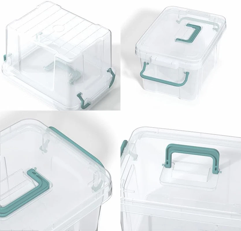 7 Pack Small Storage Bins Plastic Storage Container Stackable Box with Lids,With - Image 3 of 4