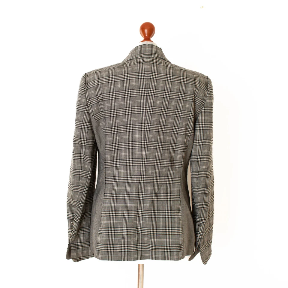 Damen ESCADA Grau Viskose Kariert Blazer Jacke Größe 38  13599 - Bild 4 von 4