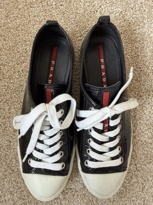 Prada Sport Patent Leather Low Top Sneakers Size 37.5