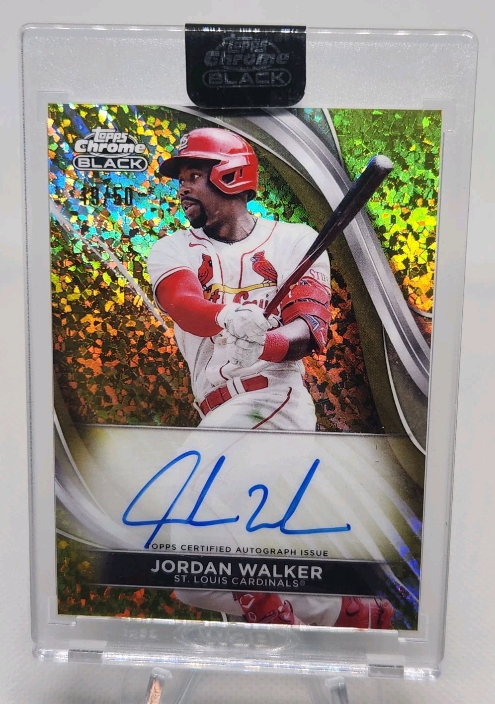 JORDAN WALKER 2024 TOPPS CHROME BLACK GOLD MINI DIAMOND AUTO /50 Q2989