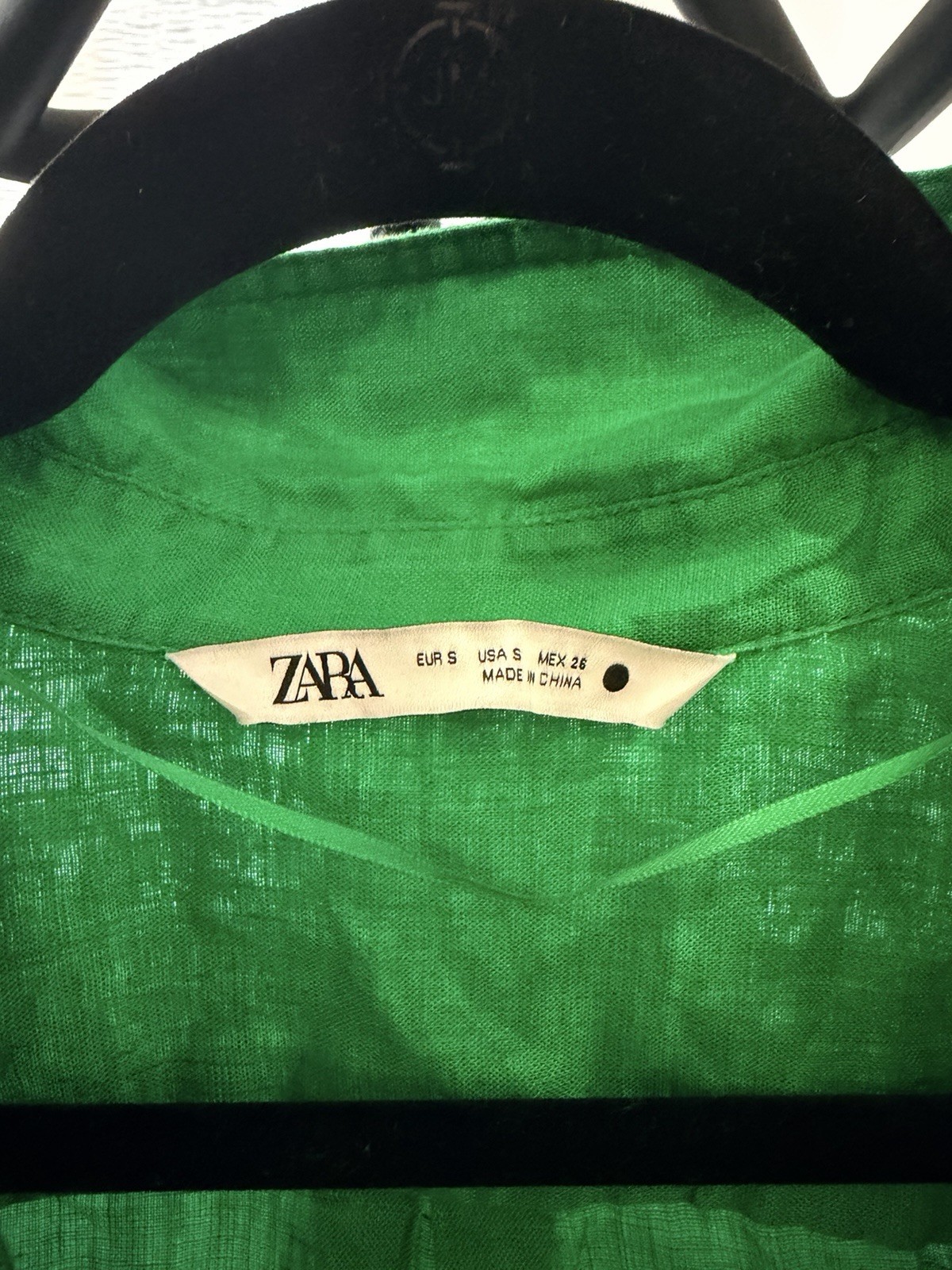 Zara Vibrant Green Basic Linen Button Down Shirt … - image 4