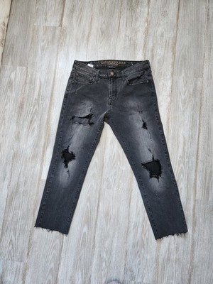 American Eagle Extreme Flex 4 Distressed Crop Skinny Black Denin Jeans 32x36