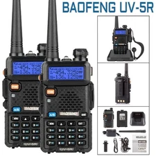2 x Baofeng UV-5R UHF VHF Dual Band Two Way Ham Radio Walkie Talkie  Flashligh