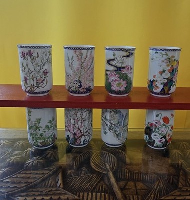 8 Tassen Becher Sake Tee SammelBecher Porzellan Japan Franklin Mint