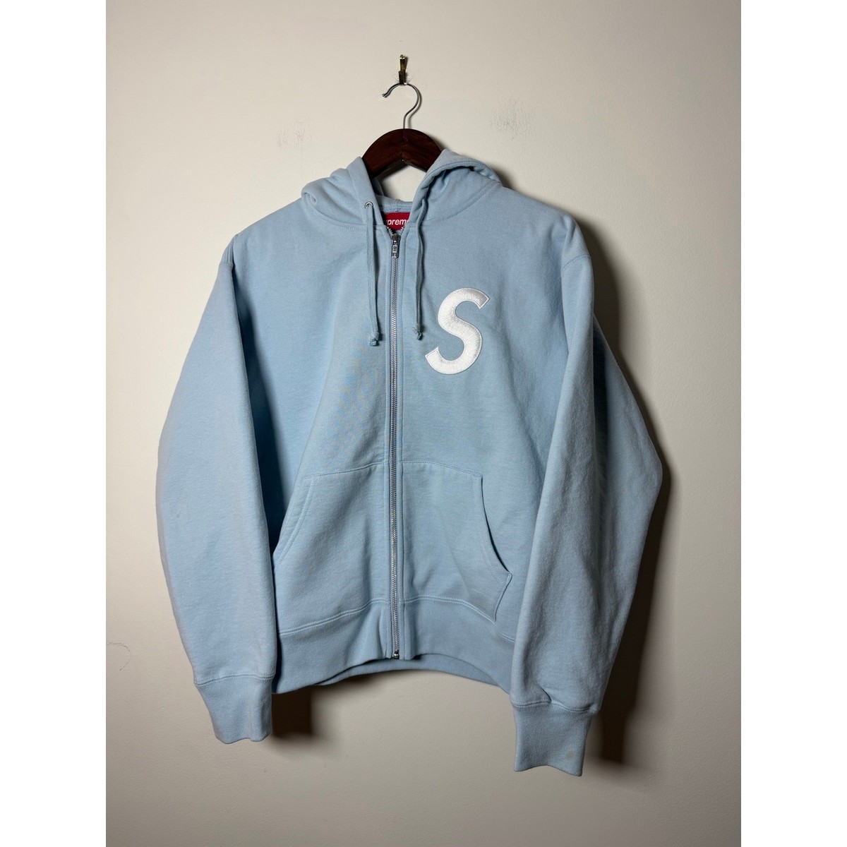 【L】Supreme S Logo Zip Up Hooded Sweats Supreme S Logo Zip Up Hooded Sweatshirt (FW24) Light Olive Men's