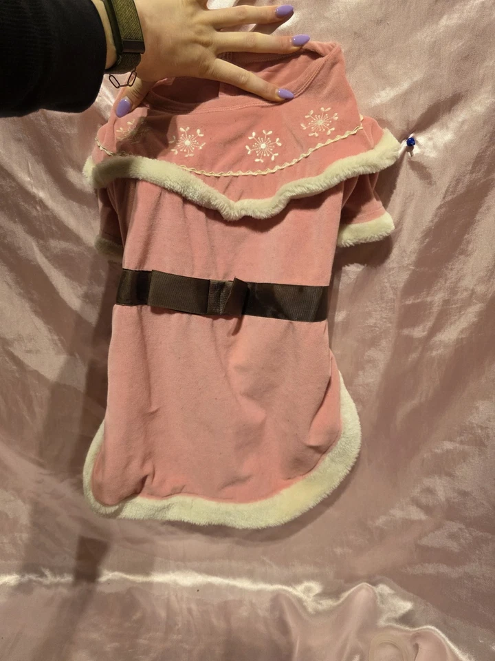 Dog Dress Pretty In Pink With A Christmas Bow And Snowflakes XL - Image 2 of 3