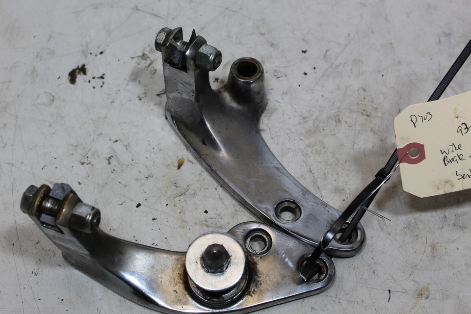 93-98 Harley Dyna Wide Glide OEM Chrome Brake and Shifter Mount Bent? - Image 2 of 4