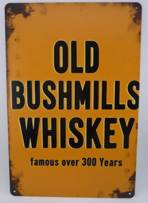 Old Bushmills Irish Whiskey Tin Sign Vintage Pub Wall Decor 12x8