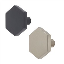 10 Pack Hexagonal Cabinet Knobs 35mm Satin Nickel - Zinc Drawer Pull Handle