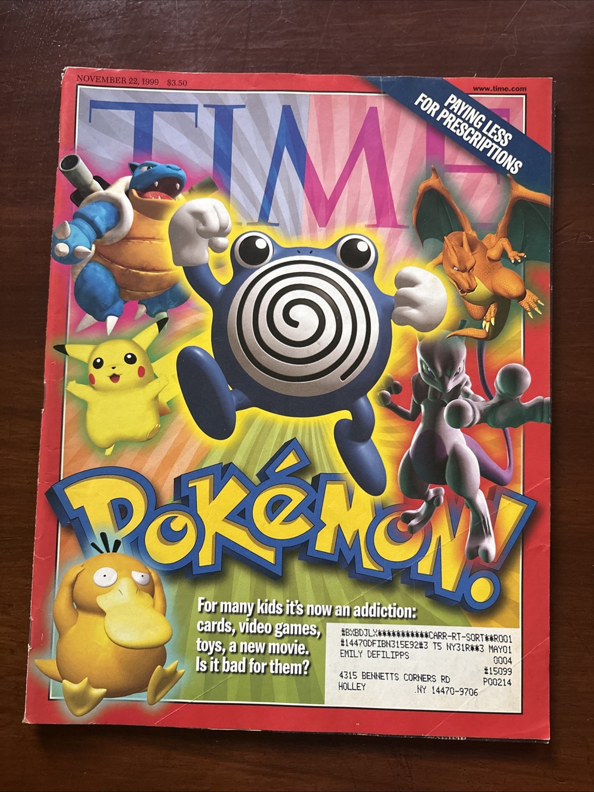 TIME Magazine November 22 1999 Pokemon Cover Poliwhirl