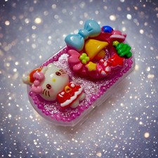 Hello Kitty Pill Box Handmade Decoden Junk Mini Med Case Pink Christmas Travel