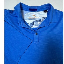 Tommy Bahama Mens Large Blue Short Sleeve Collared Polo Shirt Pima Cotton