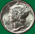 1940 Mercury Dime Brilliant Uncirculated BU Coin #38597