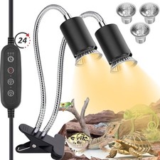 Reptile Heat Lamp,Double-Head Heating Lamp for Reptiles, UVA/B Turtle Lamp
