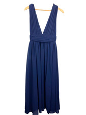 Lulus Heavenly Hues Maxi Dress Size S Navy Blue Formal Sleeveless Deep V-Neck