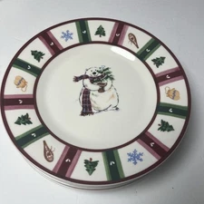 Pfaltzgraff Winter Holiday Snow Bear Salad/Dessert Plate Set of 4  8 1/4 in