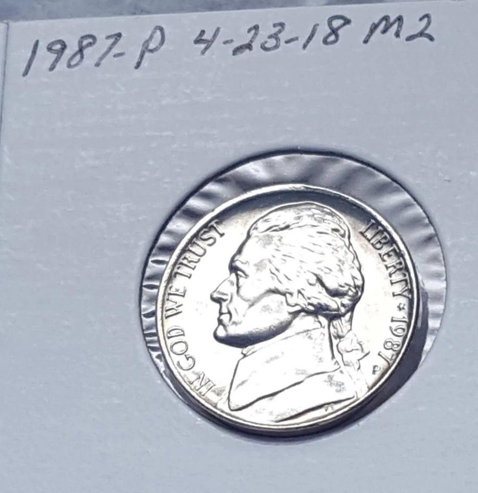 1987-P 6 FULL STEP (FS)  BU GEM JEFFERSON NICKEL MUST HAVE NICKEL - Image 2 of 4