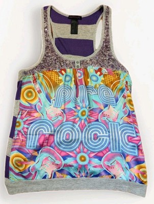 Custo Barcelona Tank Top Womens 4 Pure Rock Graphic Y2K Psychedelic Guitar Art