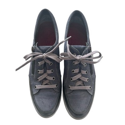 Munro Women s Gabbie Casual Gray Leather Lace-Up Slip-On Sneakers Size 9.5SS