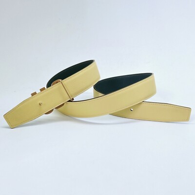 Handmade 32mm Reversible Yellow Blue Leather belt size 85 Free economy shipping