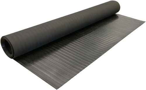 Wide Rib Corrugated Rubber Floor Mat, 3 mm Thick x 4' x 8' Utility Runner, Black - Picture 5 of 10