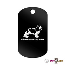 I Love My Cavalier King James Engraved Keychain GI Tag dog Spaniel