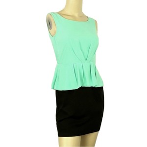 mint green and black dress