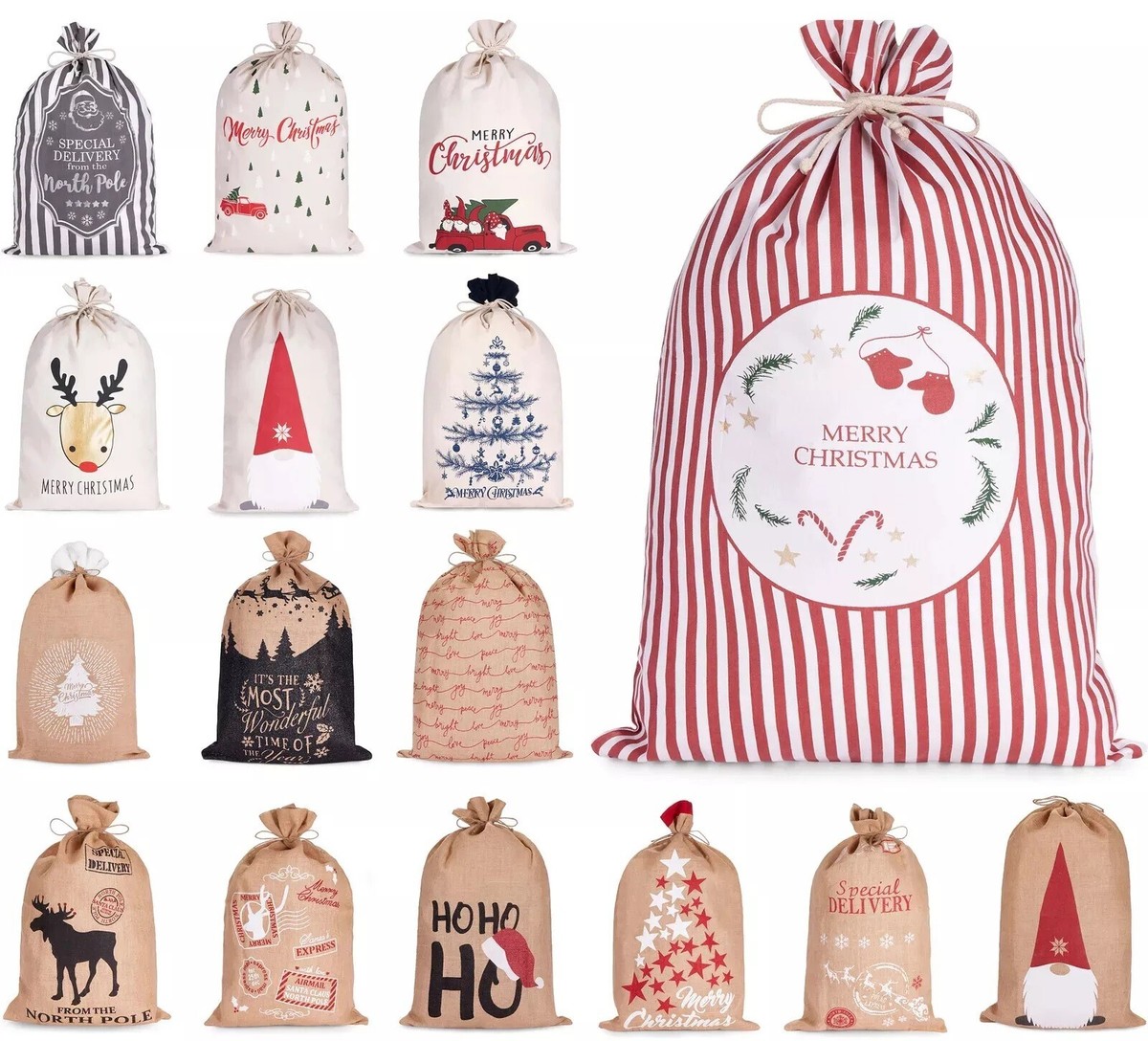 Giant Santa Sack Merry Christmas Stocking Bag Extra Large Xmas