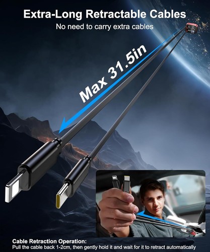 Caricabatteria Auto 69W 4in1 USB-C LED Gritin Ricarica Rapida iPhone 16/15/14 - Foto 50 di 64