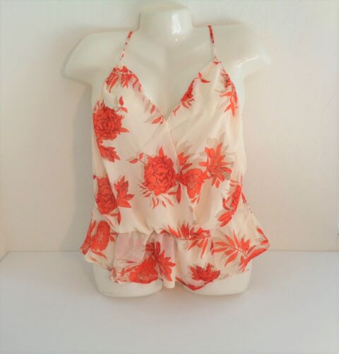 ASTR the Label Nordstrom Floral Peplum Tank Top Strappy Back Taupe Red Size XL - Picture 3 of 6