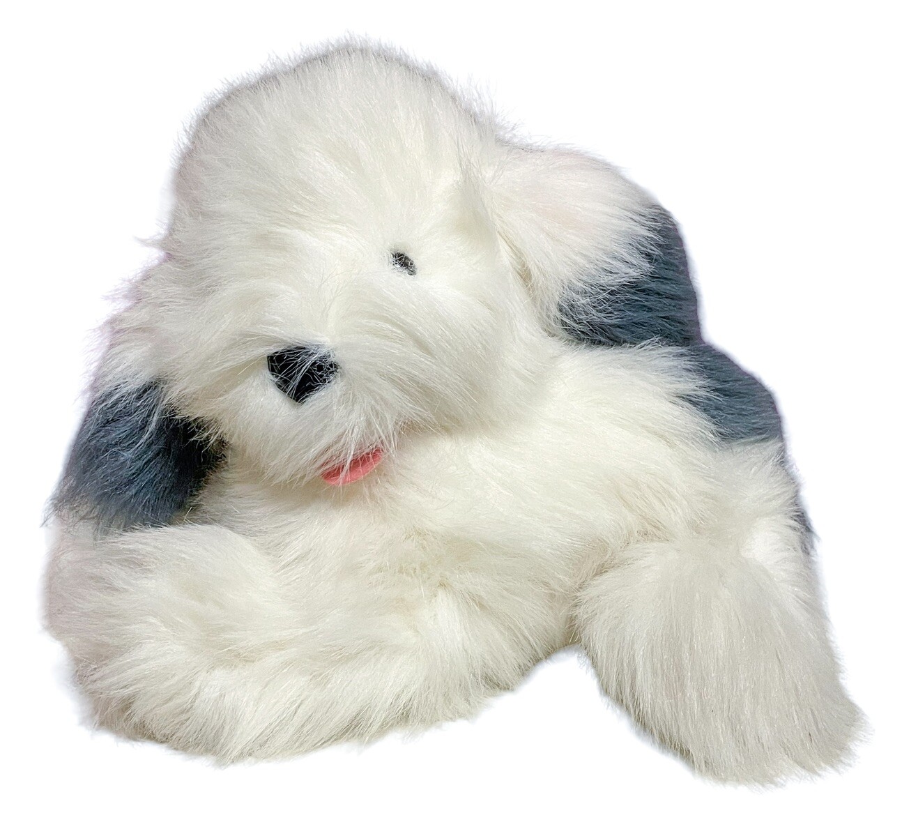 Vtg Chosun Sheep Dog Stuffed Animal Plush Puppy 18in Gray White Shaggy