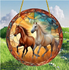Colorful Horse Suncatcher, Acrylic Stained Glass Look, 5.9", Great Gfit