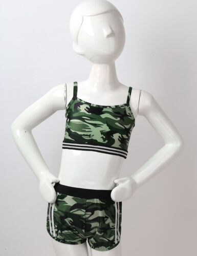 Set tankini bambina tank top + pantaloncini due pezzi costume da bagno sport danza abbigliamento - Foto 5 di 67