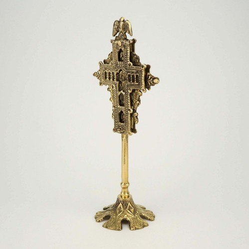 Brass Standing Cross - Table Altar Blessing Crucifix - Christian Church Liturgy - Picture 2 of 5