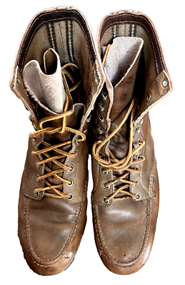 Vintage 1950s Red Wing Moc Toe Work Boot Rubber Sole Womens 9B | eBay