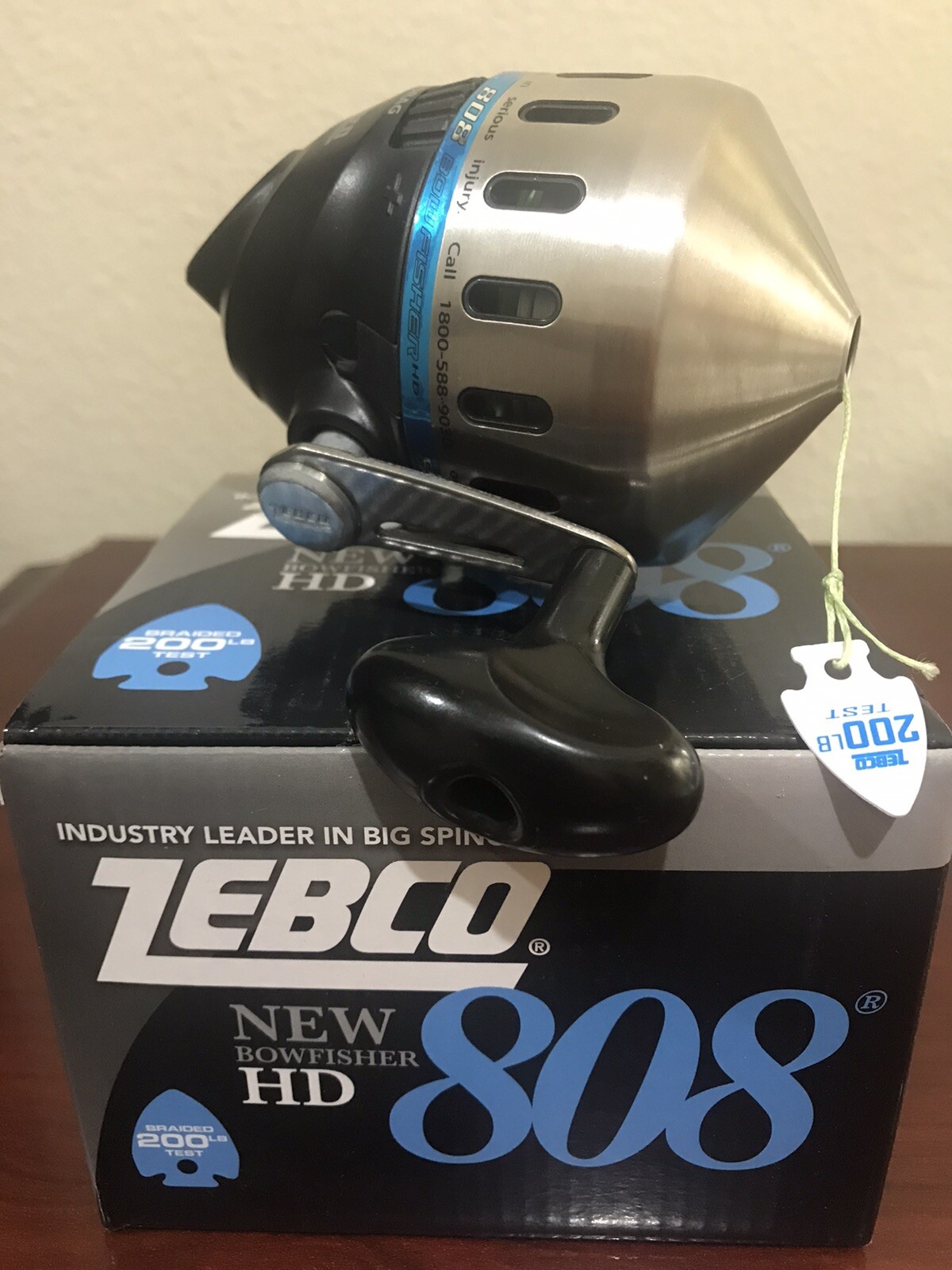 ZEBCO METAL BOWFISHER 808 HD BOWFISHING REEL 2.61 WITH 200 LB BRAIDED