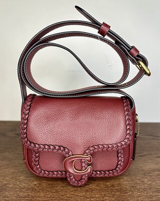 New Coach Tabby Messenger 19 With Braid in Wine