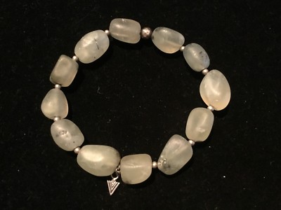 Silpada Green Rutilated Quartz Sterling Silver Stretch Bracelet #B1798 