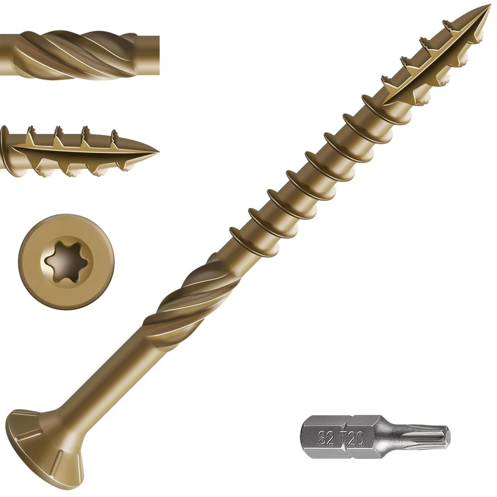 Rust-resistant bronze wood screws 137 pcs 2 lbs with T25 star bit