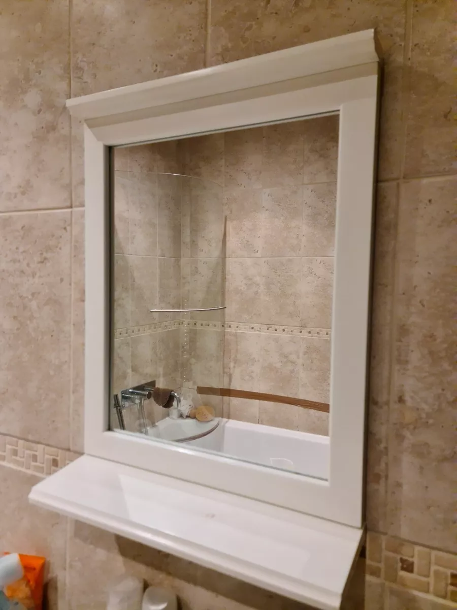 White wood best sale vanity mirror