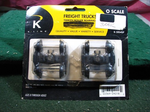1 PAIR QUALITY K-LINE 3 SIDE SPRING DIE CAST METAL SPRUNG FREIGHT CAR TRUCKS NOS - 第 5/7 張圖片