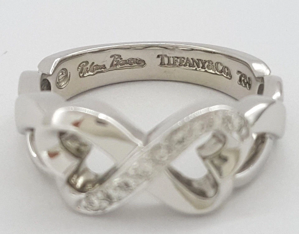Anillo Tiffany & Co Paloma Picasso Doble Corazón Amoroso 0.08 quilates Diamantes Oro 18K W Foto 4 de 4