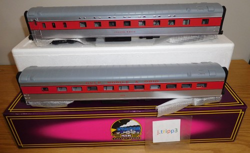 MTH 20-6684 GULF MOBILE OHIO STREAMLINED 70' O SCALE PASSENGER TRAIN 2 CAR SET