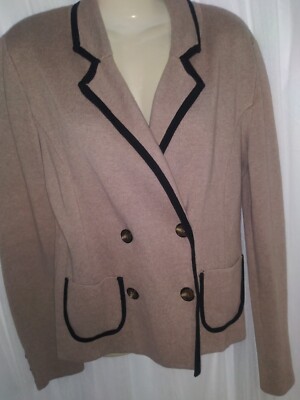 NICE WOMEN'S LOFT BEIGE COTTON KNIT BLAZER SZ S