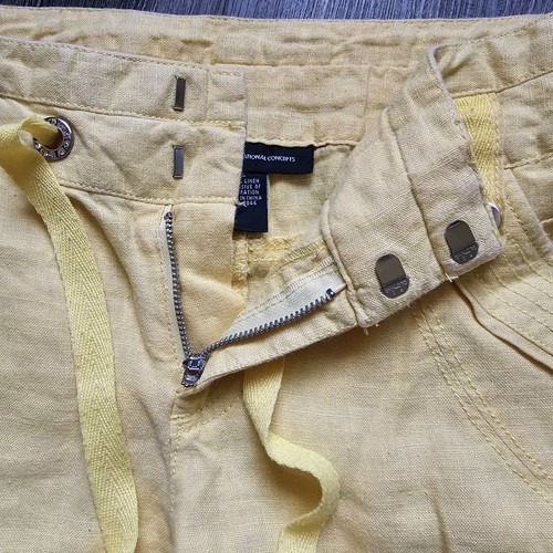 INC Linen Pants Womens Size 2 Yellow Wide Leg Summer Boho Beach Coastal Grandma - Picture 6 of 17