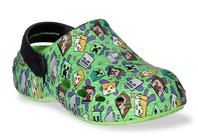 Minecraft Boys Kids Green Allover Print Unlined EVA Clogs Size 6